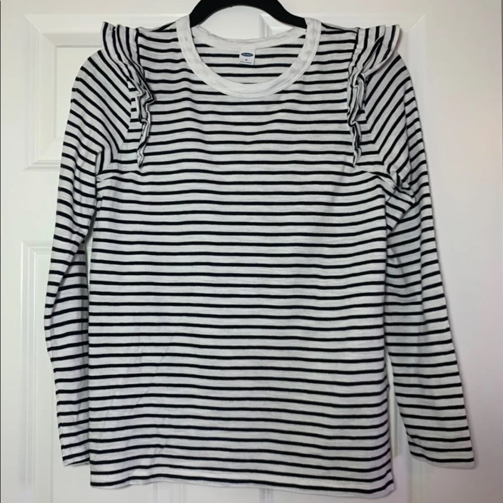 Long sleeve black and white striped shirt